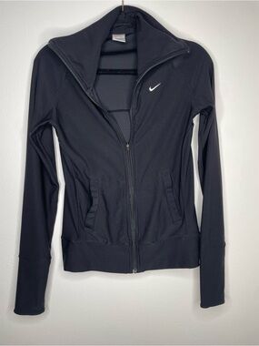 Nike Black Full-Zip Athletic Jacket with Swoosh